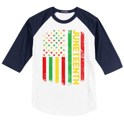 Retro Juneteenth American Flag June 19 1865 African American Meaningful Gift Baseball Sleeve Shirt