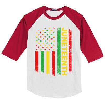 Retro Juneteenth American Flag June 19 1865 African American Meaningful Gift Kids Colorblock Raglan Jersey