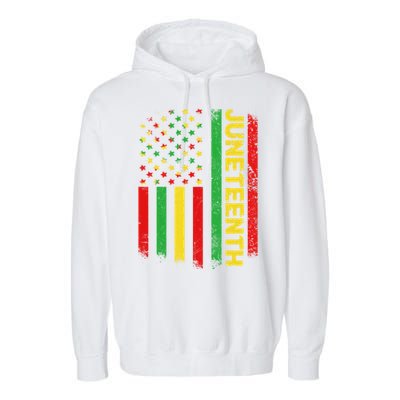 Retro Juneteenth American Flag June 19 1865 African American Meaningful Gift Garment-Dyed Fleece Hoodie