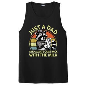 Raccoon Just A Dad Who Always Came Back Milk Funny Step Dad PosiCharge Competitor Tank