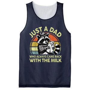 Raccoon Just A Dad Who Always Came Back Milk Funny Step Dad Mesh Reversible Basketball Jersey Tank