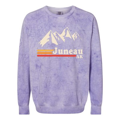 Retro Juneau Alaska Ak Mountain Colorblast Crewneck Sweatshirt