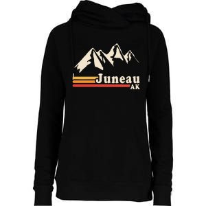 Retro Juneau Alaska Ak Mountain Womens Funnel Neck Pullover Hood