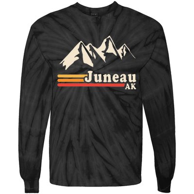 Retro Juneau Alaska Ak Mountain Tie-Dye Long Sleeve Shirt