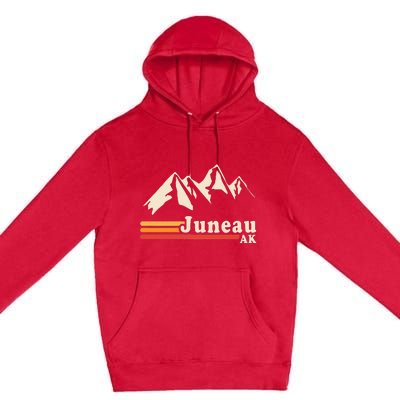 Retro Juneau Alaska Ak Mountain Premium Pullover Hoodie