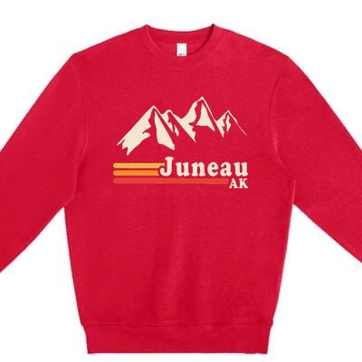 Retro Juneau Alaska Ak Mountain Premium Crewneck Sweatshirt