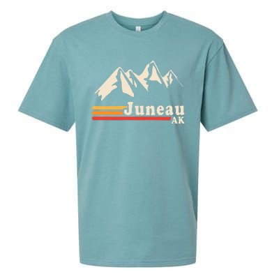 Retro Juneau Alaska Ak Mountain Sueded Cloud Jersey T-Shirt