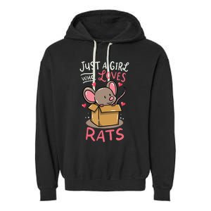 Rat Just A Girl Who Loves Rats Funny Cute Pet Gift Garment-Dyed Fleece Hoodie