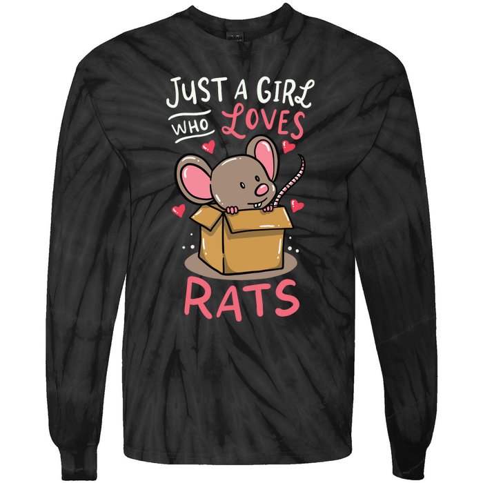 Rat Just A Girl Who Loves Rats Funny Cute Pet Gift Tie-Dye Long Sleeve Shirt