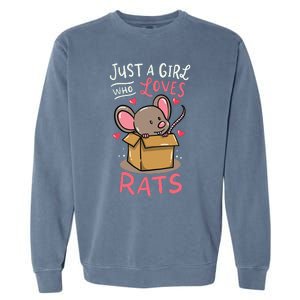 Rat Just A Girl Who Loves Rats Funny Cute Pet Gift Garment-Dyed Sweatshirt