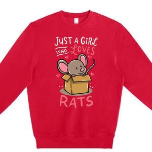 Rat Just A Girl Who Loves Rats Funny Cute Pet Gift Premium Crewneck Sweatshirt