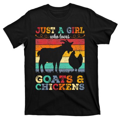 Retro Just A Girl Who Loves Chickens & Goats Farmer T-Shirt