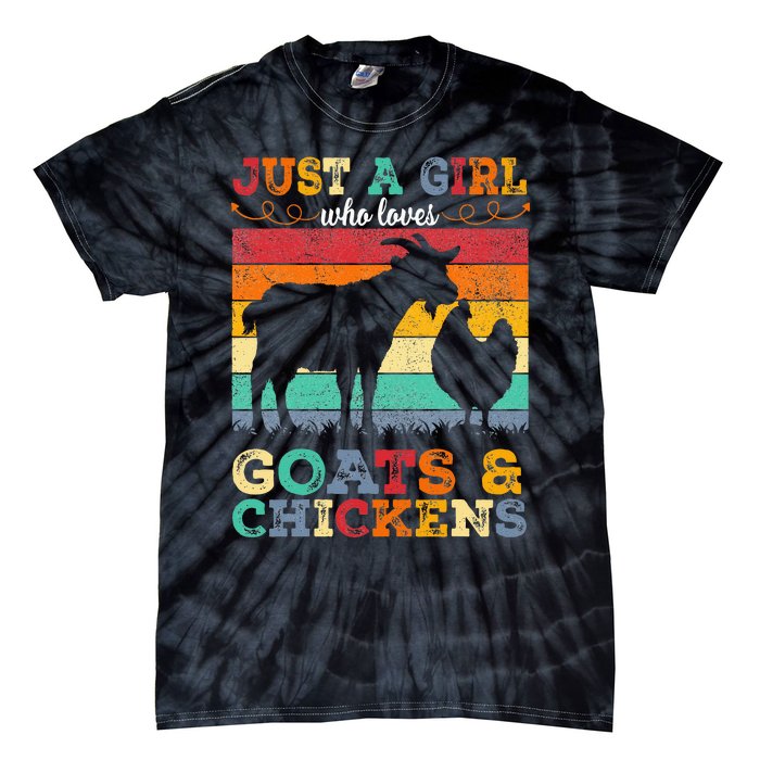 Retro Just A Girl Who Loves Chickens & Goats Farmer Tie-Dye T-Shirt