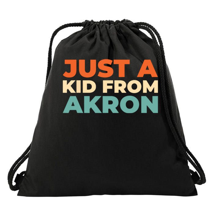 Retro Just A Ki From Ohio Akron American Vintage Us City Drawstring Bag