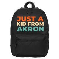 Retro Just A Ki From Ohio Akron American Vintage Us City 16 in Basic Backpack