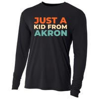 Retro Just A Ki From Ohio Akron American Vintage Us City Cooling Performance Long Sleeve Crew