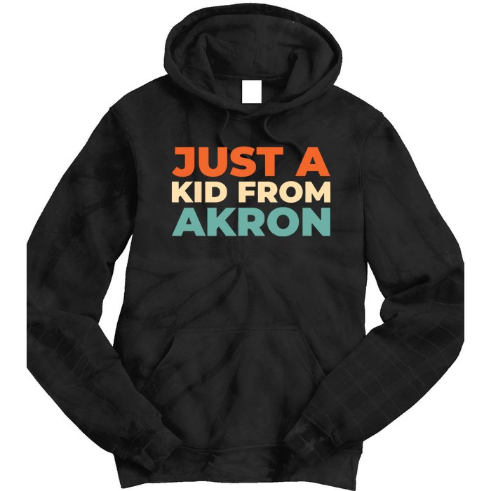 Retro Just A Ki From Ohio Akron American Vintage Us City Tie Dye Hoodie