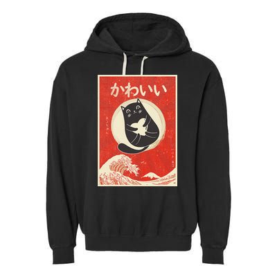Retro Japanese Anime Cat Kawaii Japanese Word Garment-Dyed Fleece Hoodie