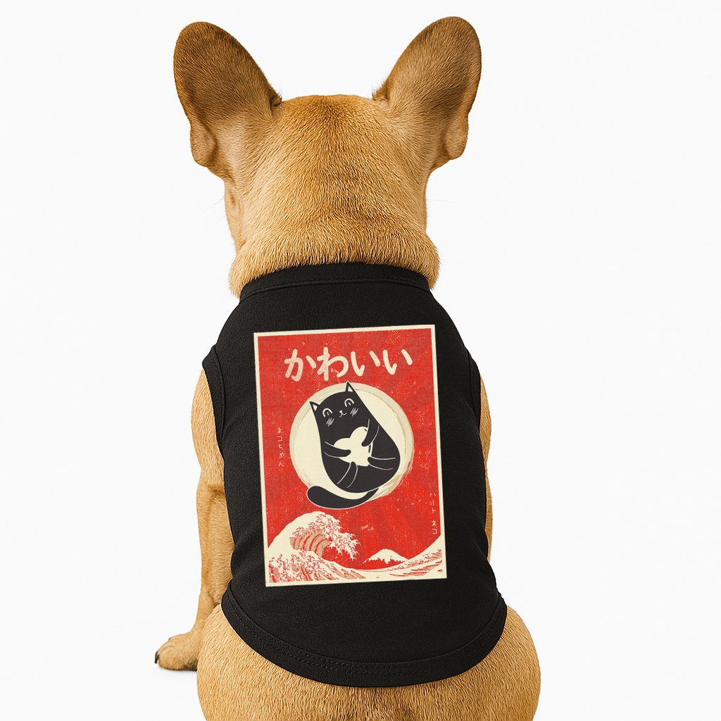 Retro Japanese Anime Cat Kawaii Japanese Word Doggie Tank