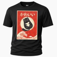 Retro Japanese Anime Cat Kawaii Japanese Word Cooling Performance Crew T-Shirt