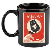 Retro Japanese Anime Cat Kawaii Japanese Word 11oz C Handle Ceramic Mug