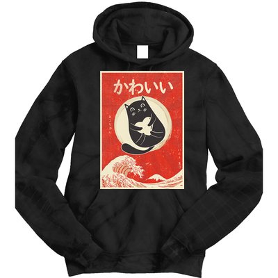 Retro Japanese Anime Cat Kawaii Japanese Word Tie Dye Hoodie