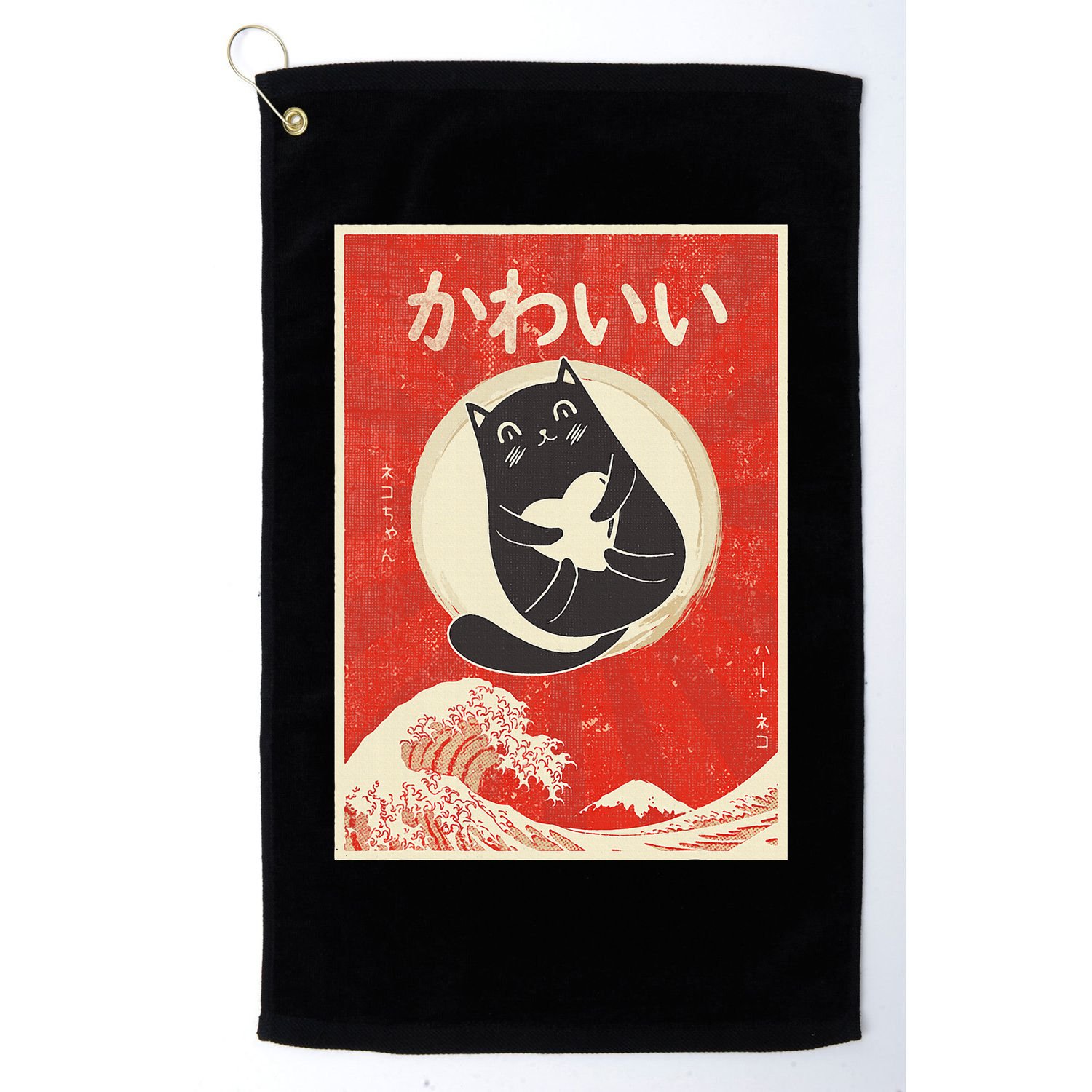 Retro Japanese Anime Cat Kawaii Japanese Word Golf Towel