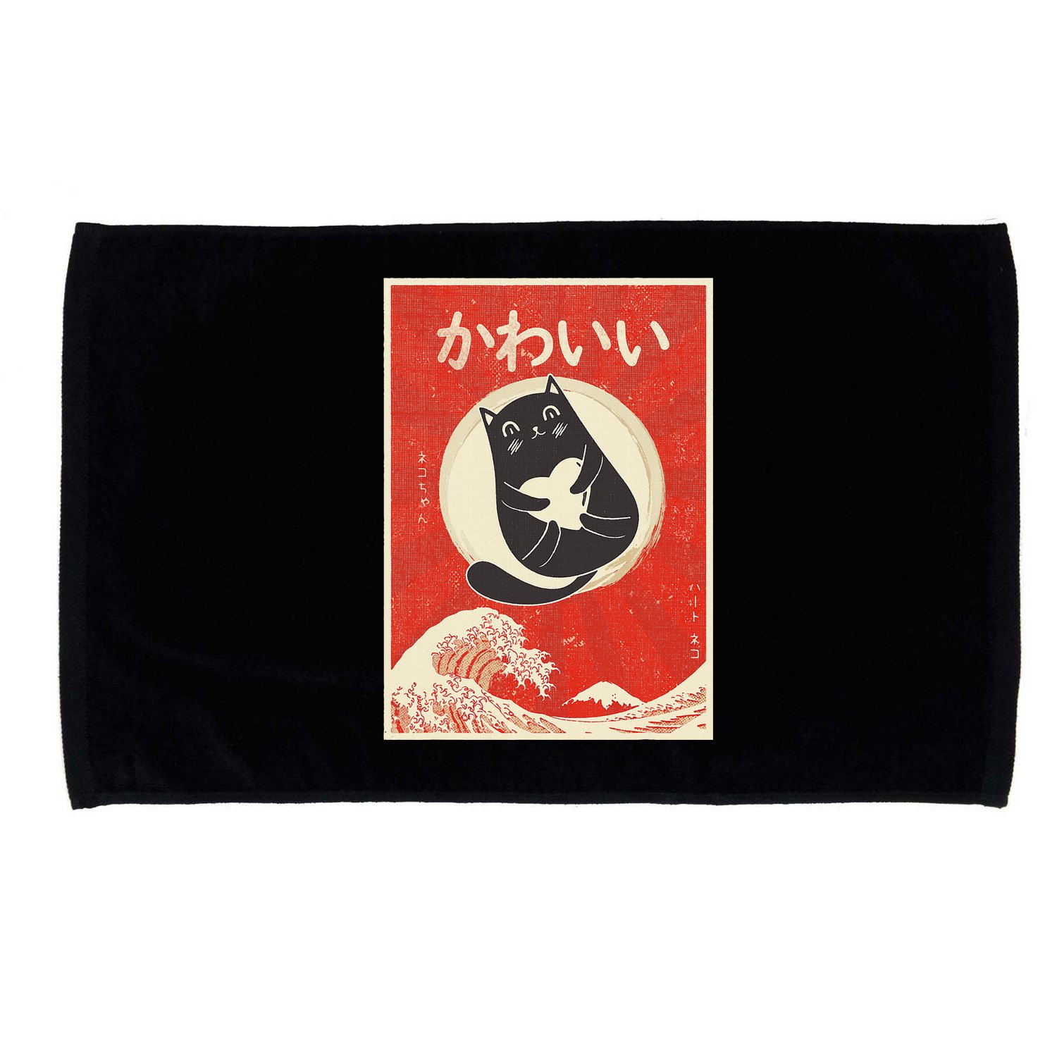 Retro Japanese Anime Cat Kawaii Japanese Word Microfiber Hand Towel