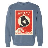 Retro Japanese Anime Cat Kawaii Japanese Word Garment-Dyed Sweatshirt