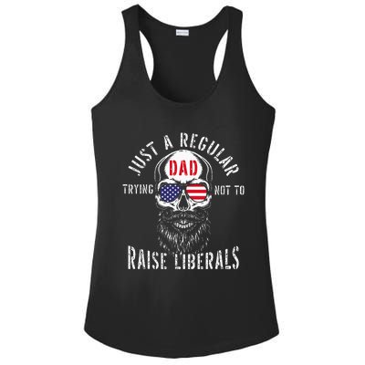 Republican Just A Regular Dad Trying Not To Raise Liberals Ladies PosiCharge Competitor Racerback Tank