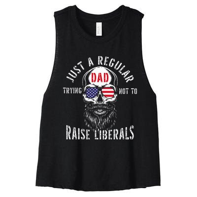 Republican Just A Regular Dad Trying Not To Raise Liberals Women's Racerback Cropped Tank