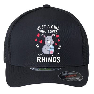 Rhino Just A Girl Who Loves Rhinos Gift Flexfit Unipanel Trucker Cap