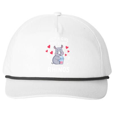 Rhino Just A Girl Who Loves Rhinos Gift Snapback Five-Panel Rope Hat