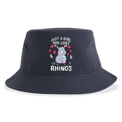 Rhino Just A Girl Who Loves Rhinos Gift Sustainable Bucket Hat