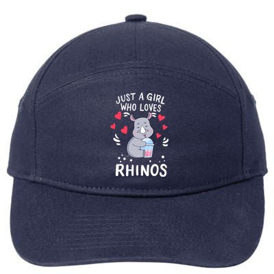 Rhino Just A Girl Who Loves Rhinos Gift 7-Panel Snapback Hat