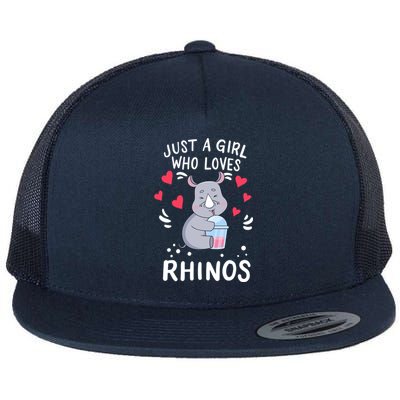 Rhino Just A Girl Who Loves Rhinos Gift Flat Bill Trucker Hat