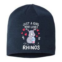 Rhino Just A Girl Who Loves Rhinos Gift Sustainable Beanie