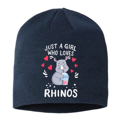 Rhino Just A Girl Who Loves Rhinos Gift Sustainable Beanie