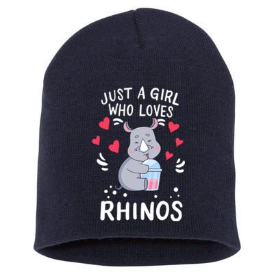 Rhino Just A Girl Who Loves Rhinos Gift Short Acrylic Beanie