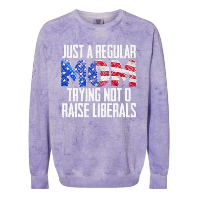 Republican Just A Regular Mom Trying Not To Raise Liberals Colorblast Crewneck Sweatshirt