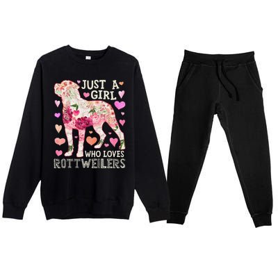 Rottweiler Just A Who Loves Dog Flower  Floral Premium Crewneck Sweatsuit Set