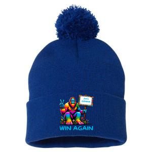 Reelect Joe Biden Bigfoot For Biden 2024 Meaningful Gift Pom Pom 12in Knit Beanie