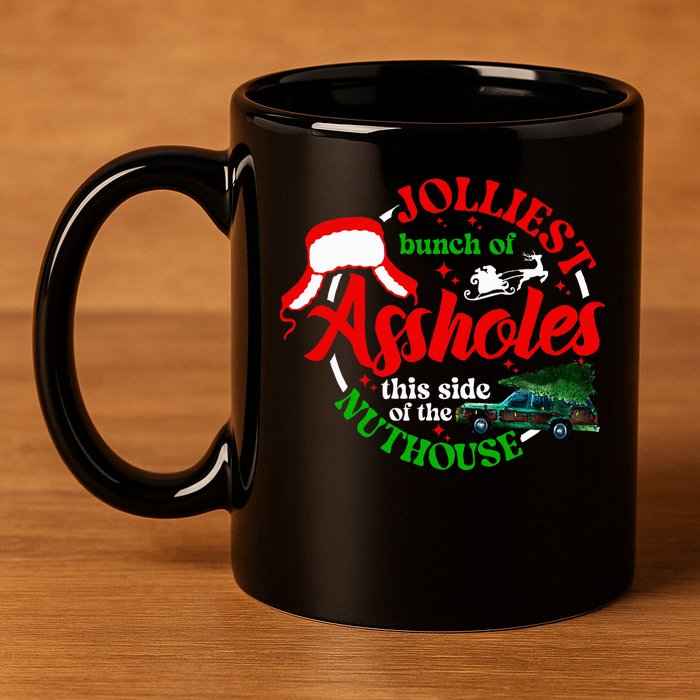 Retro Jolliest Bunch Of Assholes This Side Of The Nut House 11oz C Handle Ceramic Mug