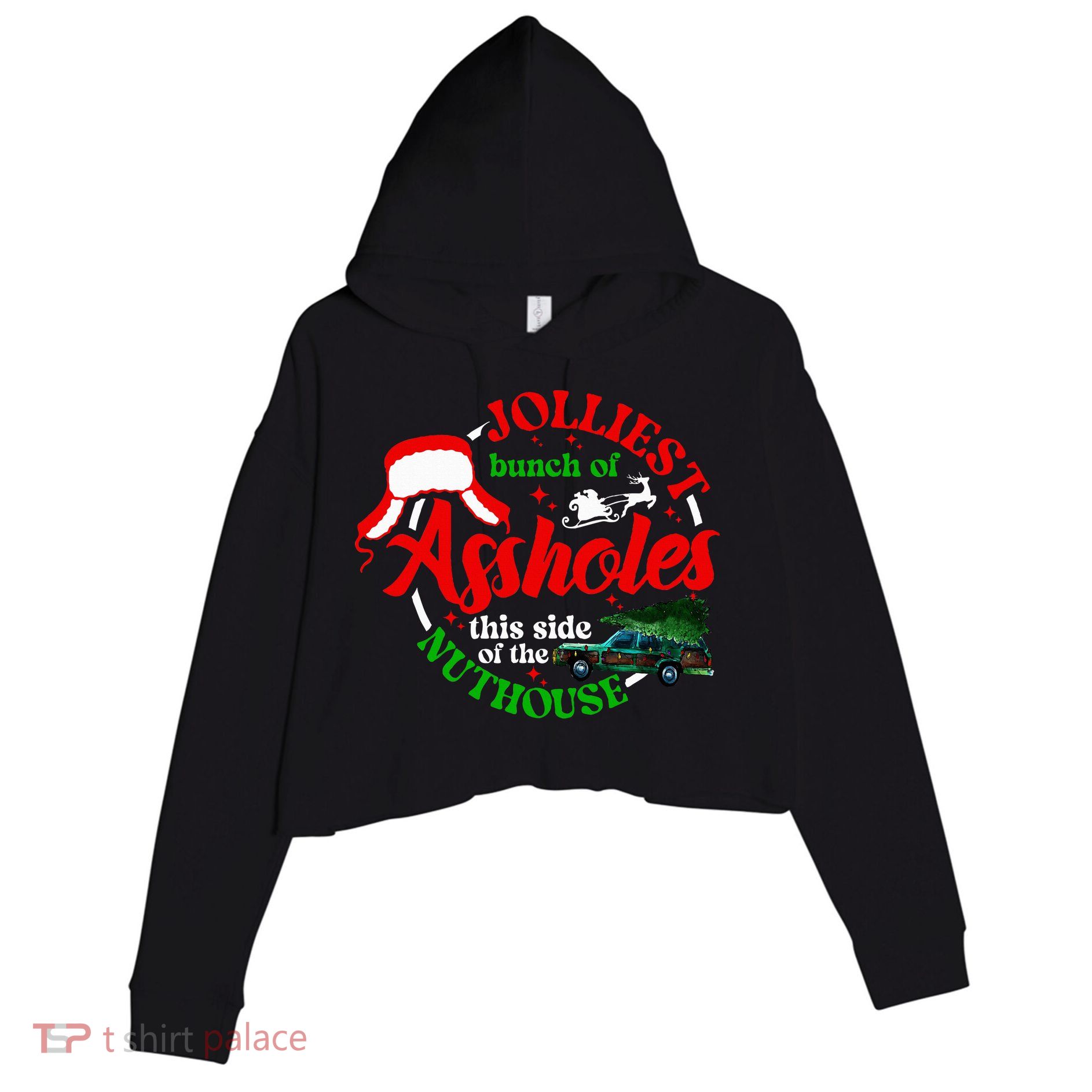 Retro Jolliest Bunch Of Assholes This Side Of The Nut House Crop Fleece Hoodie