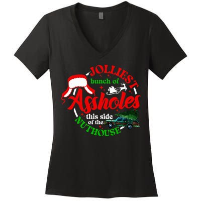 Retro Jolliest Bunch Of Assholes This Side Of The Nut House Women's V-Neck T-Shirt