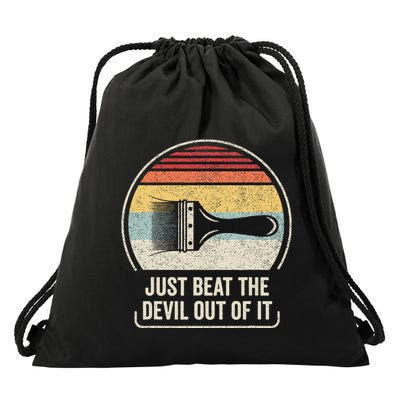 Retro Just Beat The Devil Out Of It Artist Drawing Drawstring Bag