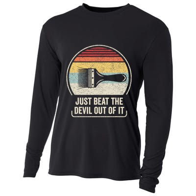 Retro Just Beat The Devil Out Of It Artist Drawing Cooling Performance Long Sleeve Crew