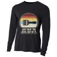 Retro Just Beat The Devil Out Of It Artist Drawing Cooling Performance Long Sleeve Crew