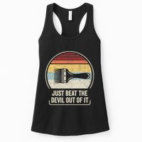 Retro Just Beat The Devil Out Of It Artist Drawing Womens Tank Top