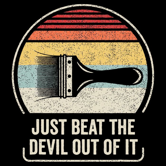 Retro Just Beat The Devil Out Of It Artist Drawing Pom Pom 12in Knit Beanie